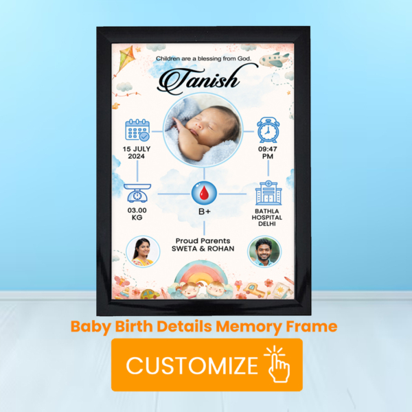 Personalized Birth Info Photo Frame – Cherish the First Details Forever