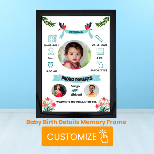 birth info photo frame