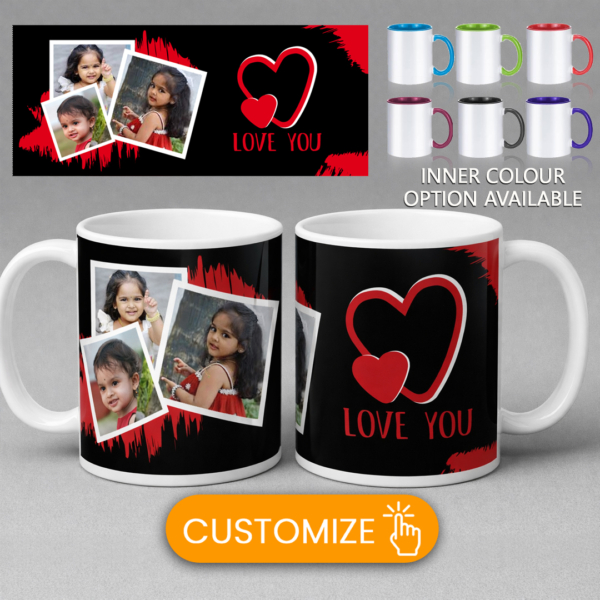 1 heart love you mug design