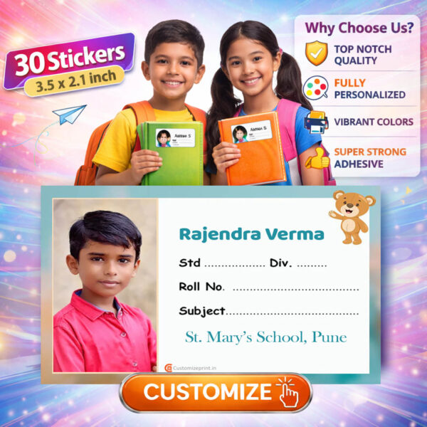 Personalized 30 pcs School Notebook Name Stickers D-24