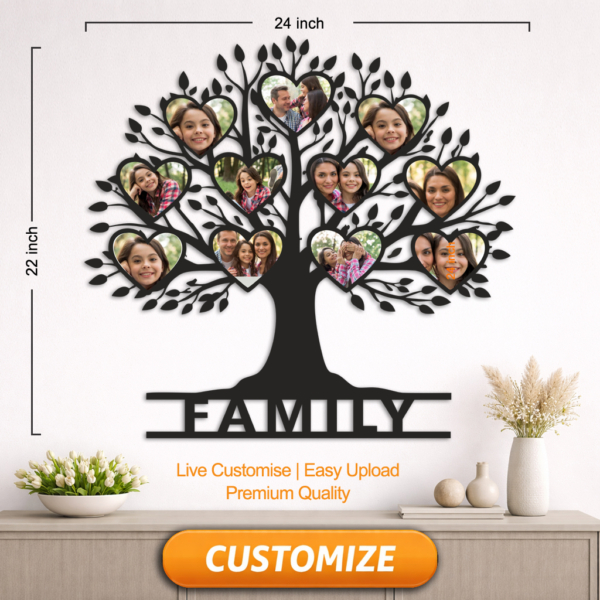 11 heart photo family tree